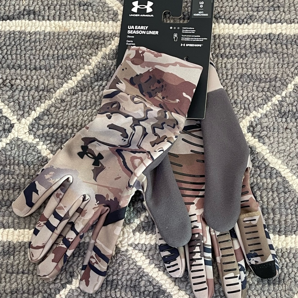 Under Armour Early Season Storm Liner Barren Camo Hunt Gloves 1377509-989 Large